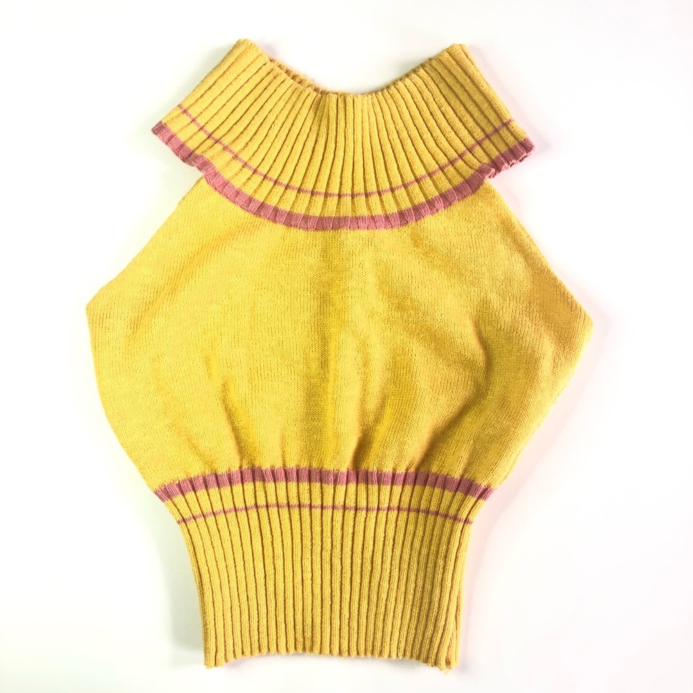 Knit Crop Top in Yellow Made in Italy Size M